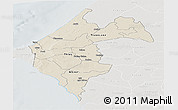 Shaded Relief Panoramic Map of Thies, lighten, semi-desaturated
