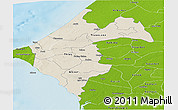 Shaded Relief Panoramic Map of Thies, physical outside