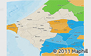Shaded Relief Panoramic Map of Thies, political outside