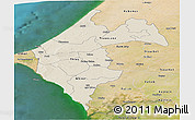 Shaded Relief Panoramic Map of Thies, satellite outside