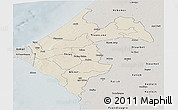 Shaded Relief Panoramic Map of Thies, semi-desaturated