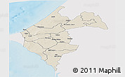 Shaded Relief Panoramic Map of Thies, single color outside