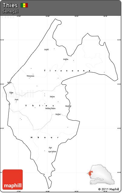 Blank Simple Map of Thies, cropped outside