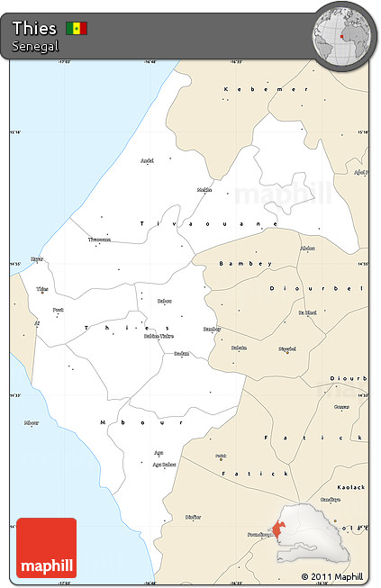 Classic Style Simple Map of Thies