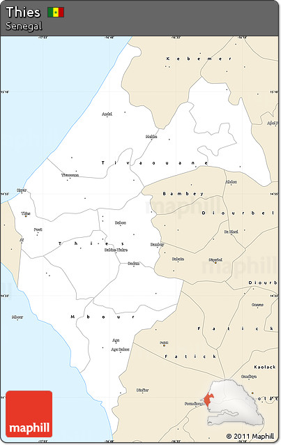 Classic Style Simple Map of Thies