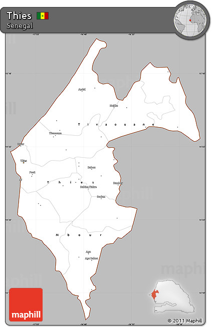 Gray Simple Map of Thies, cropped outside