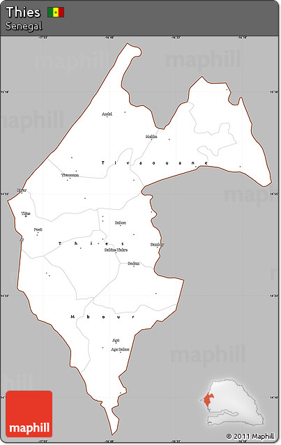 Gray Simple Map of Thies, cropped outside
