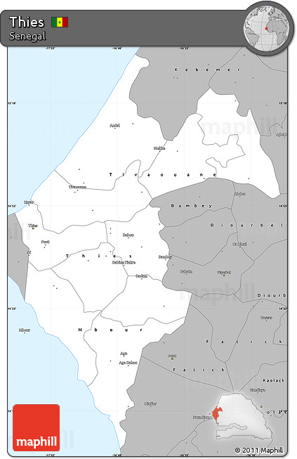 Gray Simple Map of Thies