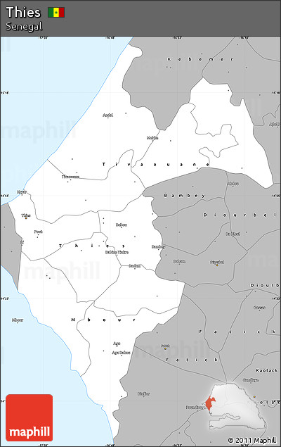 Gray Simple Map of Thies