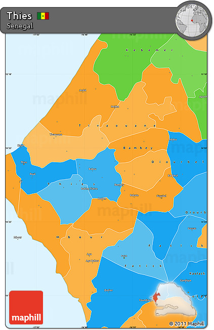 Political Simple Map of Thies