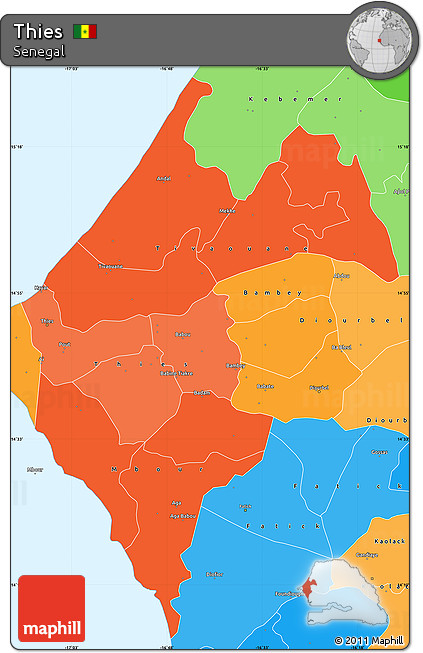 Political Shades Simple Map of Thies