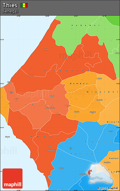 Political Shades Simple Map of Thies