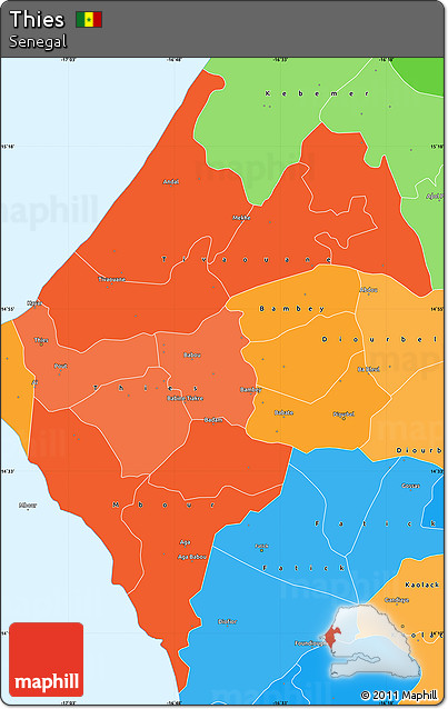 Political Shades Simple Map of Thies
