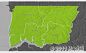 Physical 3D Map of Bignona, darken, desaturated