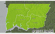 Physical 3D Map of Bignona, darken, semi-desaturated