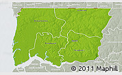Physical 3D Map of Bignona, lighten, semi-desaturated