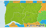 Physical 3D Map of Bignona, political outside