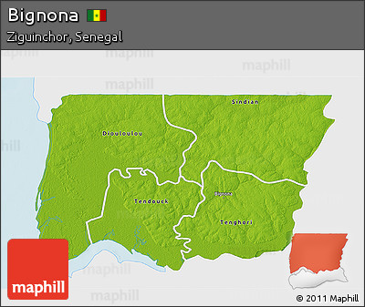 Physical 3D Map of Bignona, single color outside