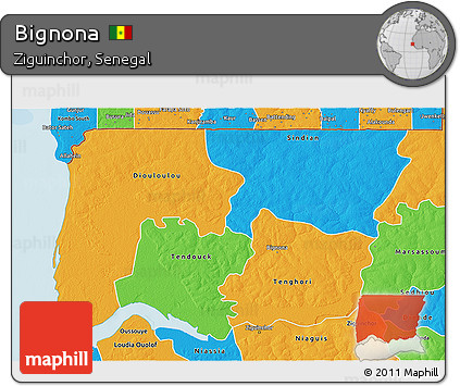 Political 3D Map of Bignona