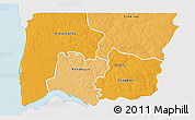 Political Shades 3D Map of Bignona, single color outside