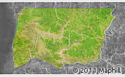 Satellite 3D Map of Bignona, desaturated