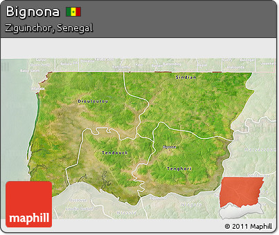 Satellite 3D Map of Bignona, lighten