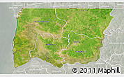 Satellite 3D Map of Bignona, lighten, semi-desaturated