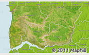 Satellite 3D Map of Bignona, physical outside