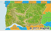 Satellite 3D Map of Bignona, political outside