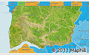 Satellite 3D Map of Bignona, political shades outside