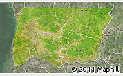 Satellite 3D Map of Bignona, semi-desaturated