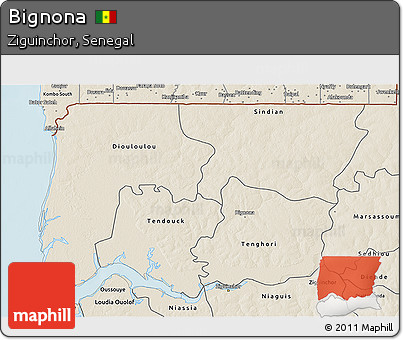 Shaded Relief 3D Map of Bignona