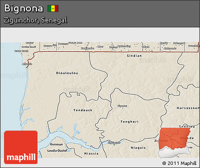 Shaded Relief 3D Map of Bignona