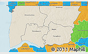 Shaded Relief 3D Map of Bignona, political outside