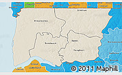 Shaded Relief 3D Map of Bignona, political shades outside