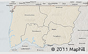 Shaded Relief 3D Map of Bignona, semi-desaturated