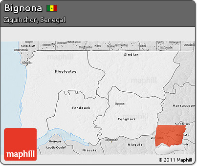 Silver Style 3D Map of Bignona