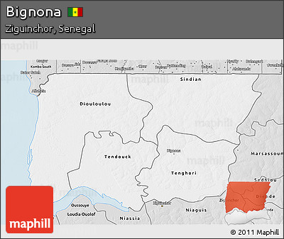 Silver Style 3D Map of Bignona