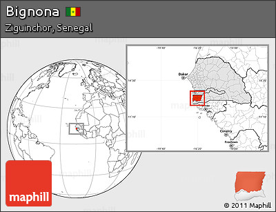 Blank Location Map of Bignona, highlighted country