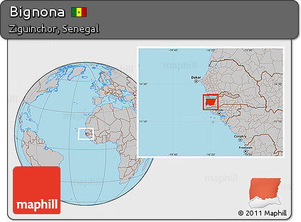 Gray Location Map of Bignona