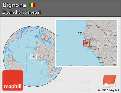 Gray Location Map of Bignona