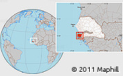 Gray Location Map of Bignona, highlighted country, highlighted parent region, within the entire country