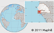 Gray Location Map of Bignona, highlighted country, highlighted parent region