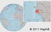 Gray Location Map of Bignona, highlighted parent region, hill shading