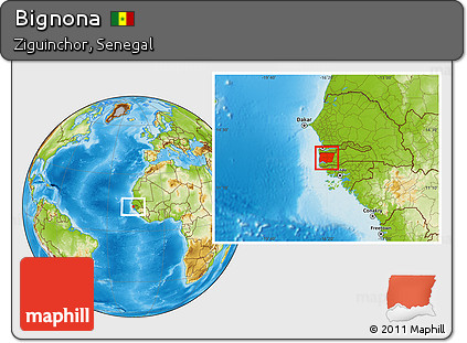 Physical Location Map of Bignona