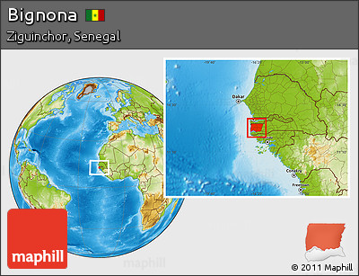 Physical Location Map of Bignona