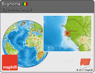 Physical Location Map of Bignona