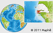 Physical Location Map of Bignona, highlighted country, highlighted parent region