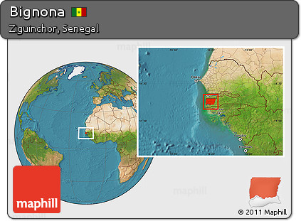 Satellite Location Map of Bignona