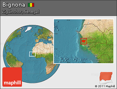 Satellite Location Map of Bignona